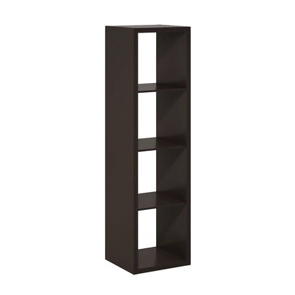 Cubicle Open Back Decorative Verticle Cube Storage Organizer, 4-Cube, Dark Oak