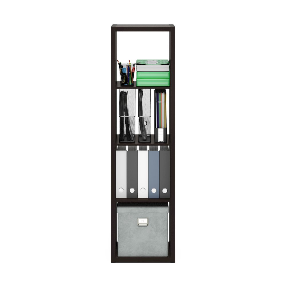 Cubicle Open Back Decorative Verticle Cube Storage Organizer, 4-Cube, Dark Oak