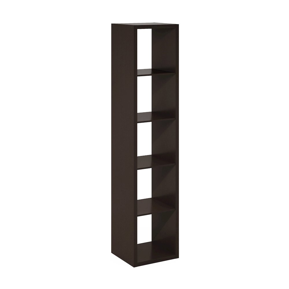 Cubicle Open Back Decorative Verticle Cube Storage Organizer, 5-Cube, Dark Oak