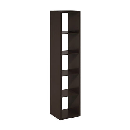 Cubicle Open Back Decorative Verticle Cube Storage Organizer, 5-Cube, Dark Oak