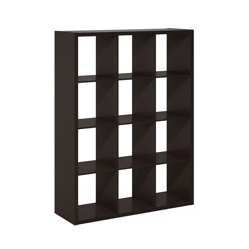 Cubicle Open Back Decorative Cube Storage Organizer, 12-Cube, Dark Oak