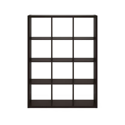 Cubicle Open Back Decorative Cube Storage Organizer, 12-Cube, Dark Oak
