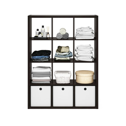 Cubicle Open Back Decorative Cube Storage Organizer, 12-Cube, Dark Oak