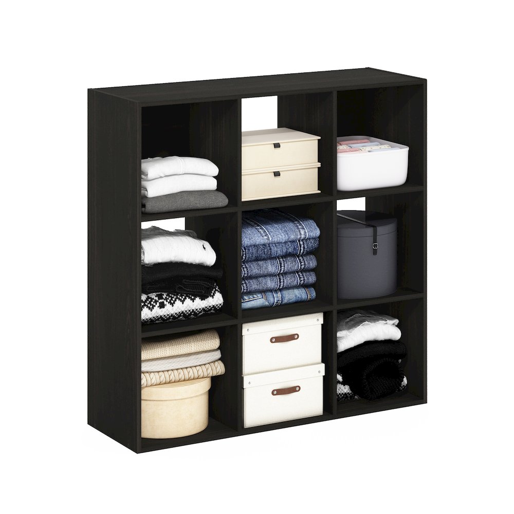 Multipurpose Clothing & Closet Storage Organizer Shelf, 9-Cube, Espresso