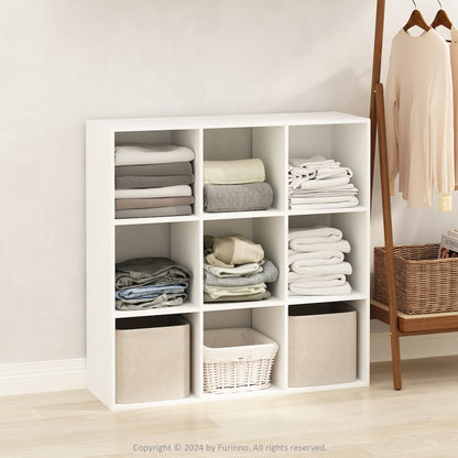 Multipurpose Clothing & Closet Storage Organizer Shelf, 9-Cube, White