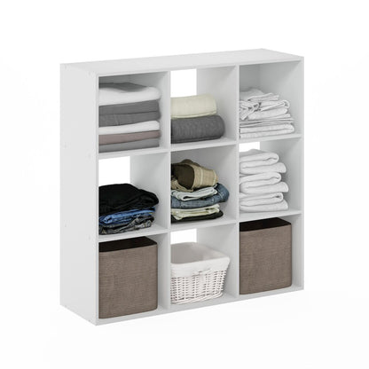 Multipurpose Clothing & Closet Storage Organizer Shelf, 9-Cube, White