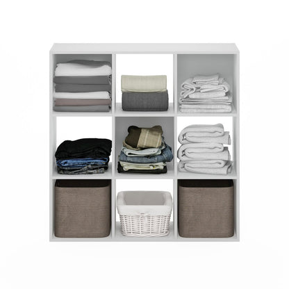 Multipurpose Clothing & Closet Storage Organizer Shelf, 9-Cube, White