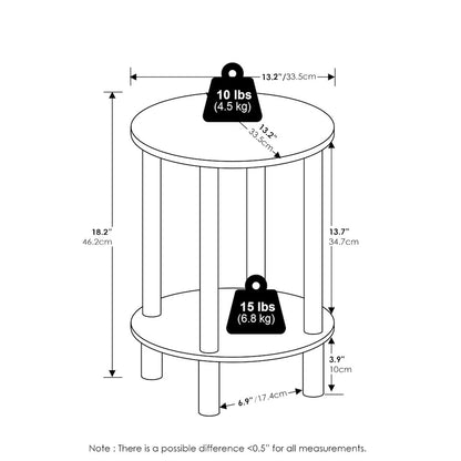 2-Tier Round Wooden End Table, Side Table, Amber Pine/Black