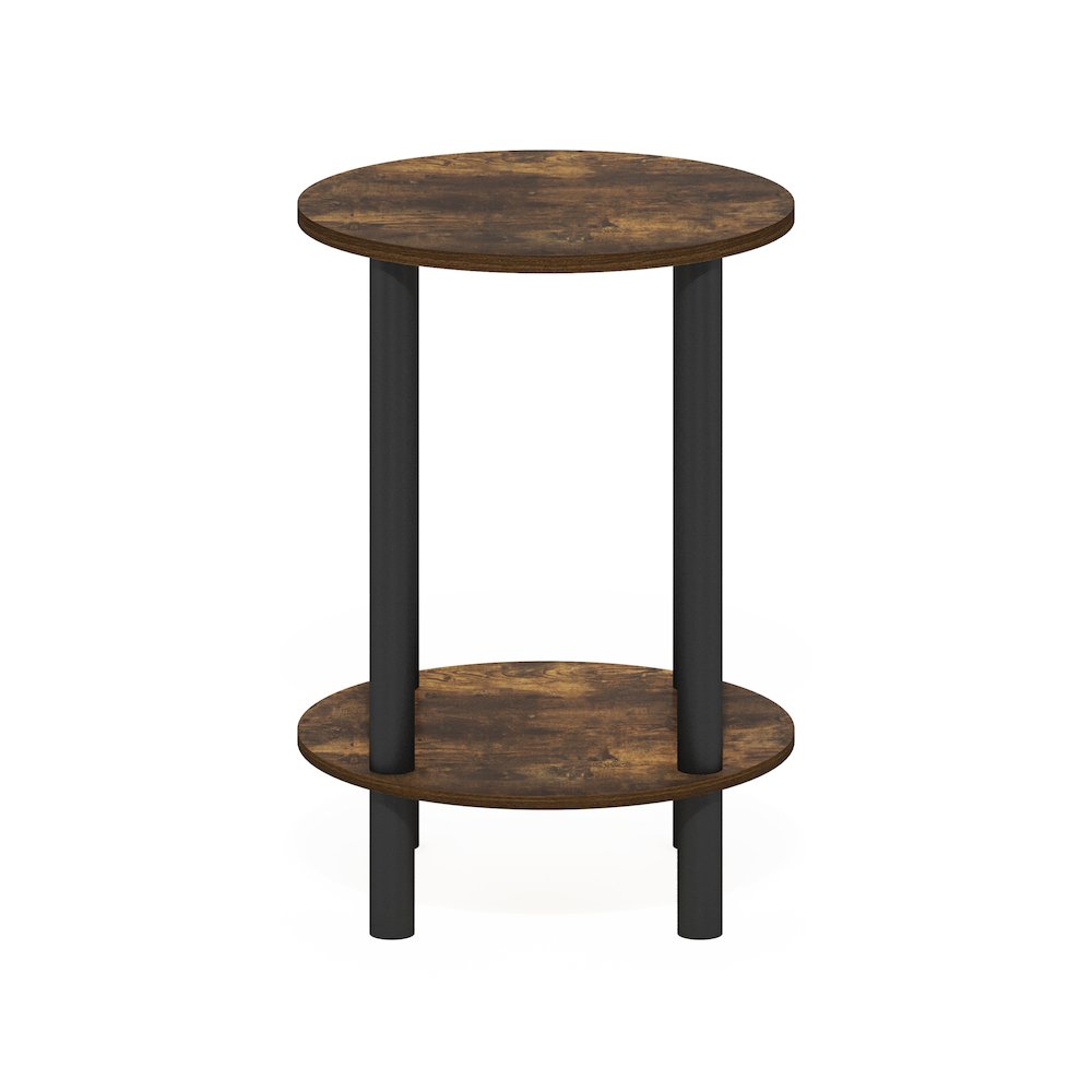 2-Tier Round Wooden End Table, Side Table, Amber Pine/Black