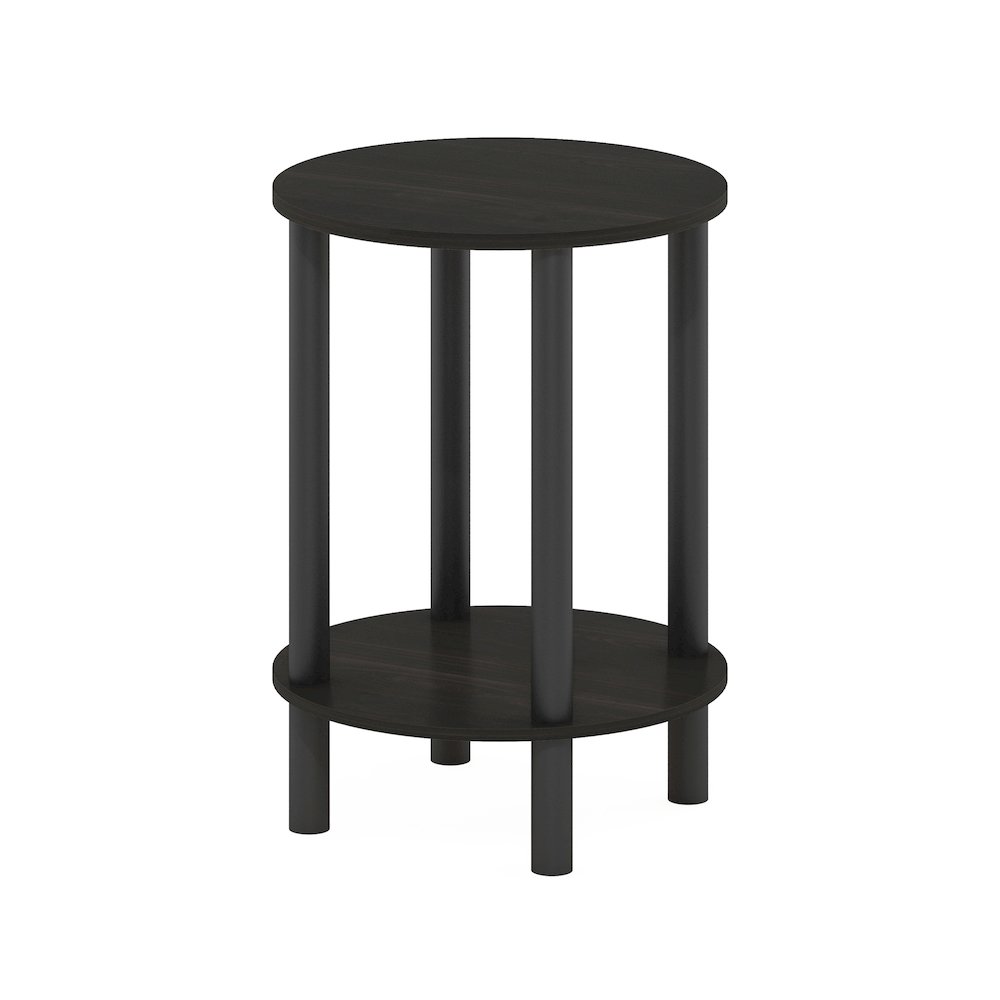 2-Tier Round Wooden End Table, Side Table, Espresso/Black