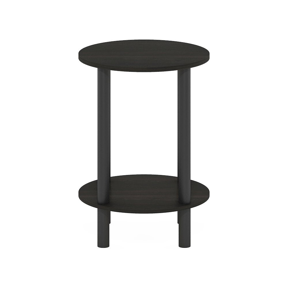 2-Tier Round Wooden End Table, Side Table, Espresso/Black