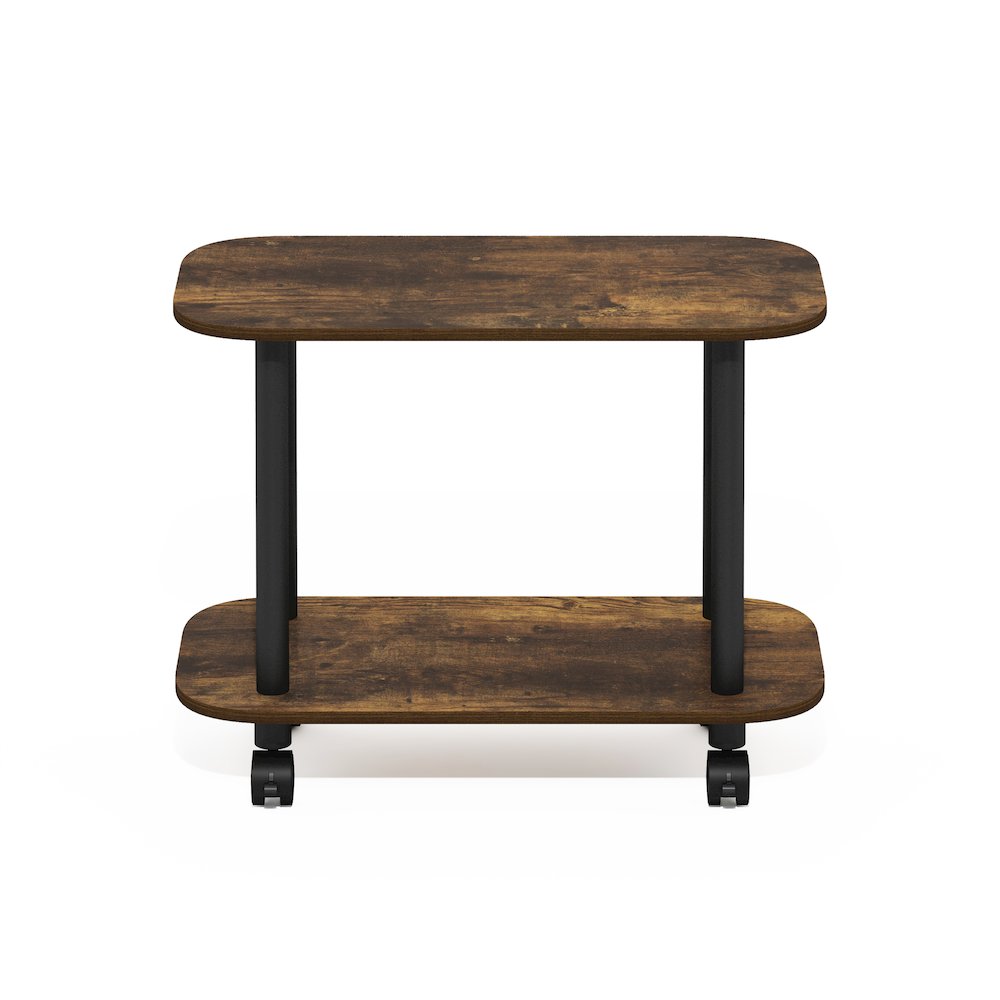 Turn-N-Tube Modern Oval End Table, Side Table with Casters, Amber Pine/Black