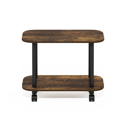 Turn-N-Tube Modern Oval End Table, Side Table with Casters, Amber Pine/Black