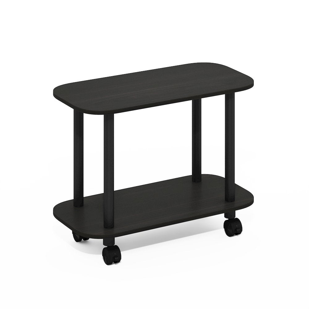 Turn-N-Tube Modern Oval End Table, Side Table with Casters, Espresso/Black