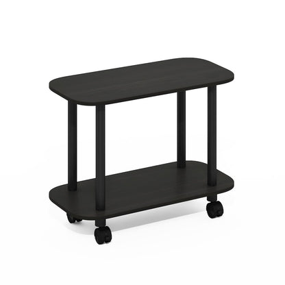 Turn-N-Tube Modern Oval End Table, Side Table with Casters, Espresso/Black