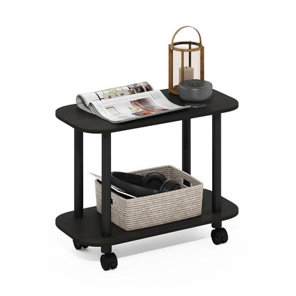 Turn-N-Tube Modern Oval End Table, Side Table with Casters, Espresso/Black