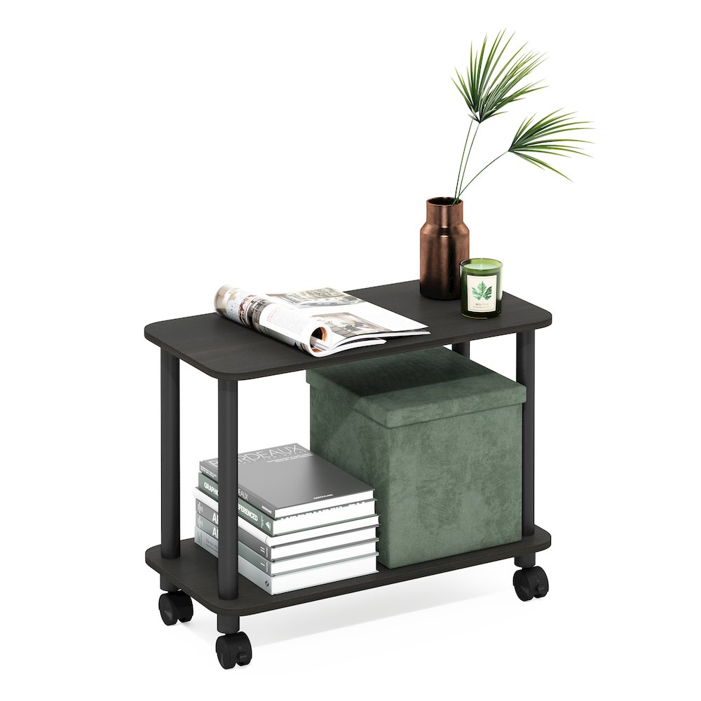 Turn-N-Tube Modern Rectangle End Table, Side Table with Casters, Espresso/Black
