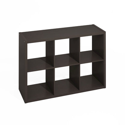 6-Cube Kitchen Storage, Bakers Rack, Kitchen Island with Storage, Black Oak