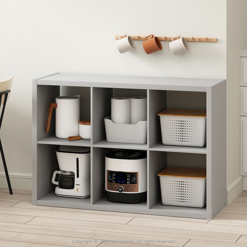 Hermite 6-Cube Open Shelves Kitchen Storage, Kitchen Island, Bakers Rack