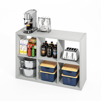 6-Cube Kitchen Storage, Bakers Rack, Kitchen Island with Storage, Pale Grey