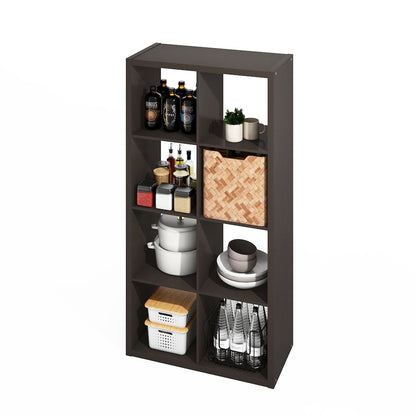8-Cube Kitchen Storage, Bakers Rack, Kitchen Island with Storage, Black Oak