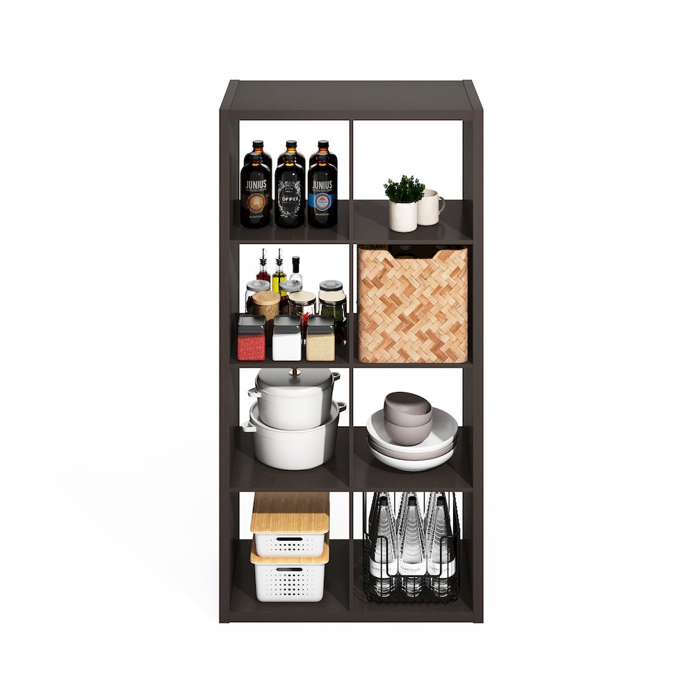 8-Cube Kitchen Storage, Bakers Rack, Kitchen Island with Storage, Black Oak