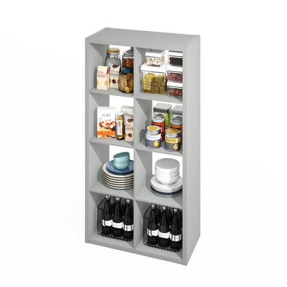 8-Cube Kitchen Storage, Bakers Rack, Kitchen Island with Storage, Pale Grey