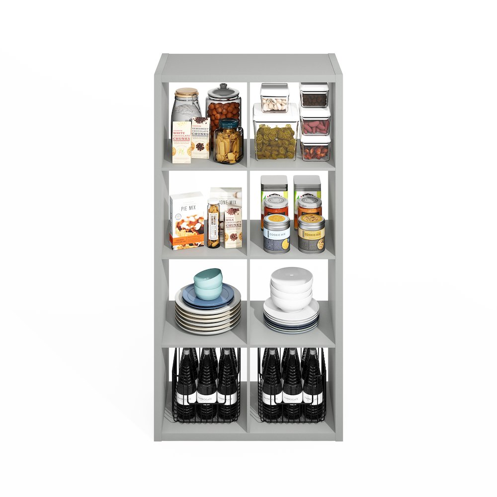 8-Cube Kitchen Storage, Bakers Rack, Kitchen Island with Storage, Pale Grey