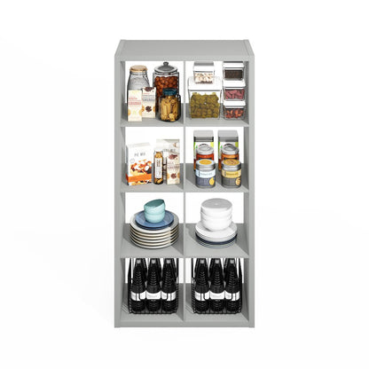 8-Cube Kitchen Storage, Bakers Rack, Kitchen Island with Storage, Pale Grey