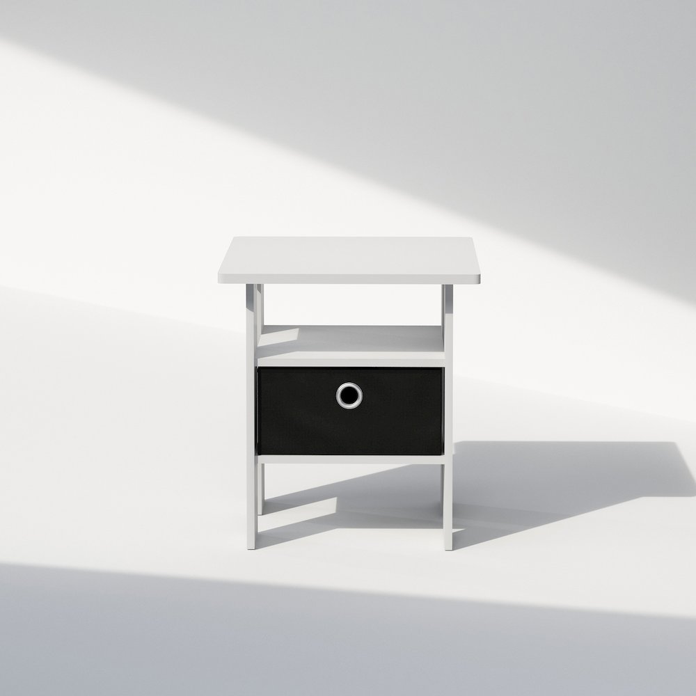 Tidur Bedside Table Nightstand with Bin Drawer, White/Black