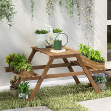 Tioman Outdoor Hardwood 3-Tier Freestanding Plant Stand, Plant Shelf Organizer