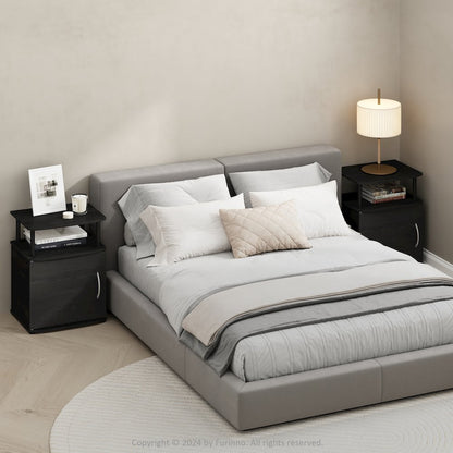 Tidur Utility Design Nightstand, Bedside Table, Black, Set of 2