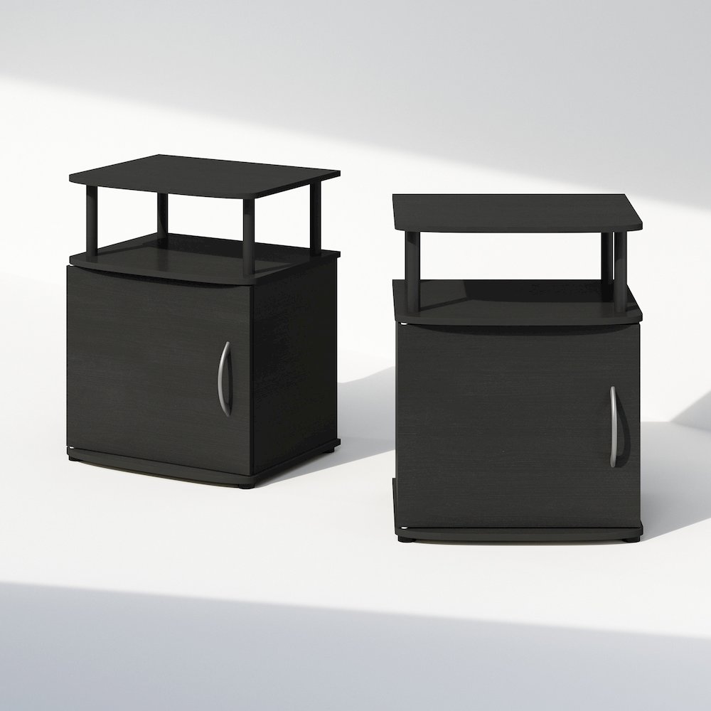 Tidur Utility Design Nightstand, Bedside Table, Black, Set of 2