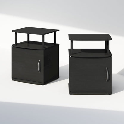 Tidur Utility Design Nightstand, Bedside Table, Black, Set of 2