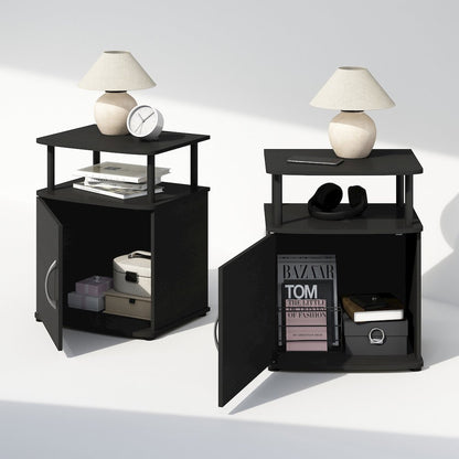 Tidur Utility Design Nightstand, Bedside Table, Black, Set of 2