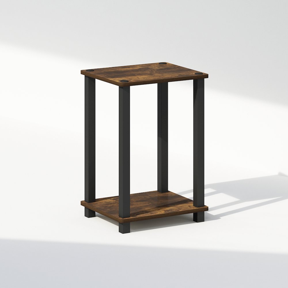 Simplistic Compact Bedside Table, Nightstand, Amber Pine/Black