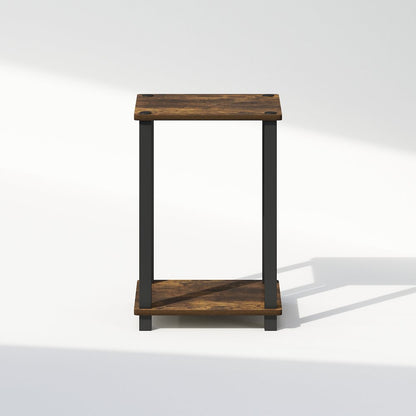 Simplistic Compact Bedside Table, Nightstand, Amber Pine/Black