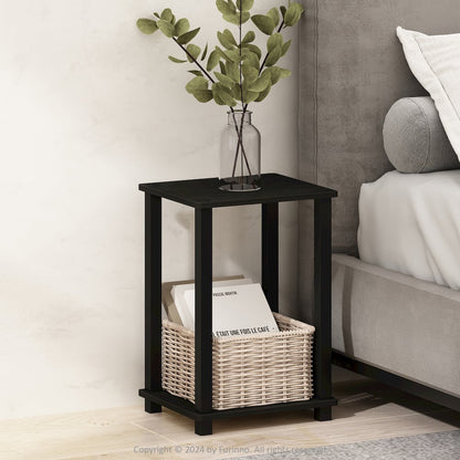 Simplistic Compact Bedside Table, Nightstand, Espresso/Black