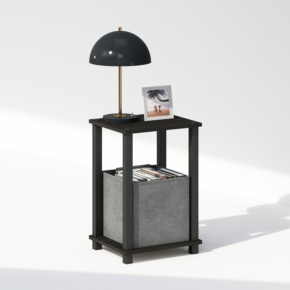 Simplistic Compact Bedside Table, Nightstand, Espresso/Black