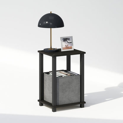 Simplistic Compact Bedside Table, Nightstand, Espresso/Black