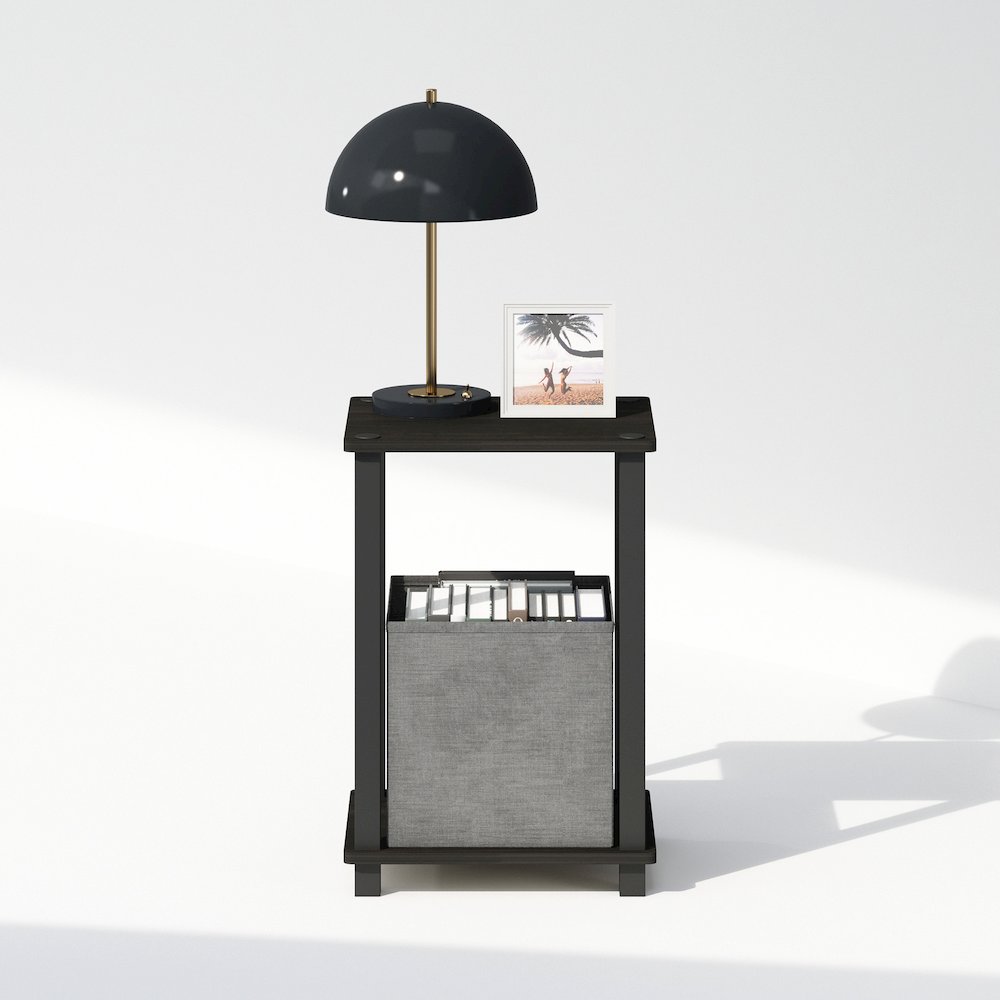 Simplistic Compact Bedside Table, Nightstand, Espresso/Black