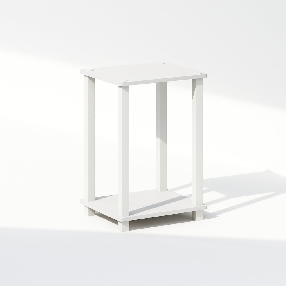 Simplistic Compact Bedside Table, Nightstand, White/White