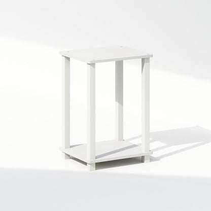 Simplistic Compact Bedside Table, Nightstand, White/White