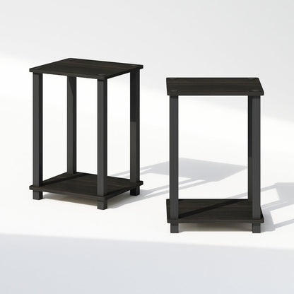 Simplistic Compact Bedside Table, Nightstand, Espresso/Black, Set of 2