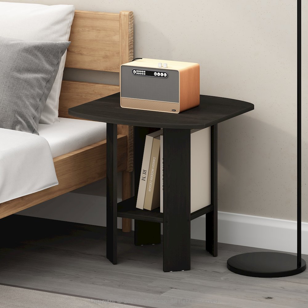 Tidur Simple Design Bedside Table Nightstand, Espresso