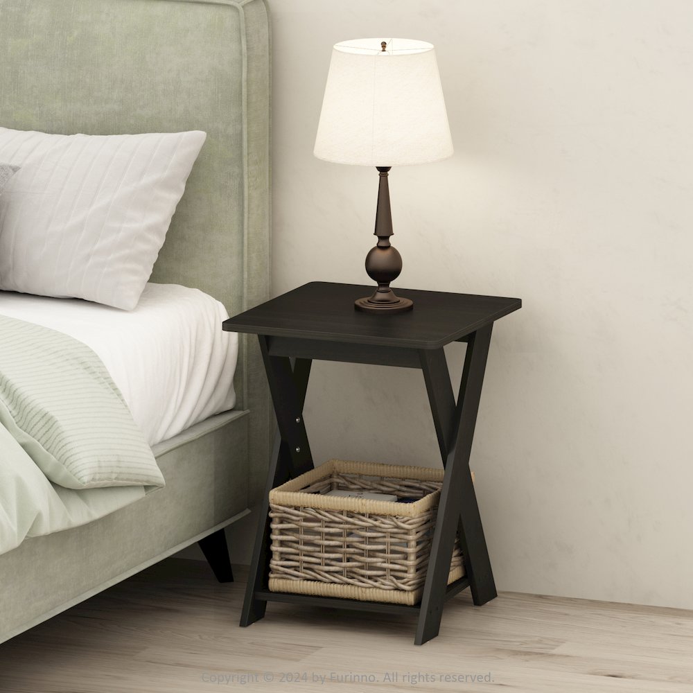 Tidur Criss-Crossed Nightstand, Bedside Table, Espresso