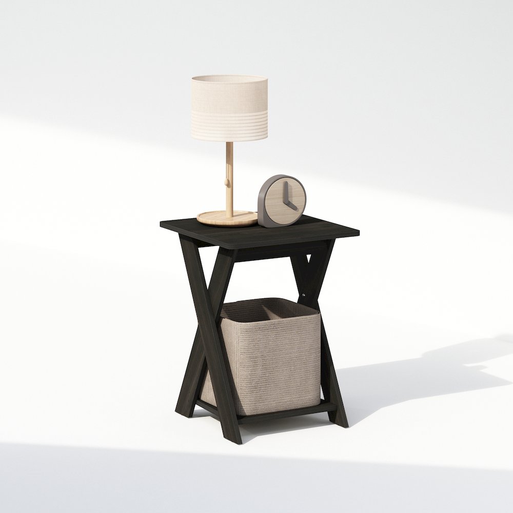 Tidur Criss-Crossed Nightstand, Bedside Table, Espresso
