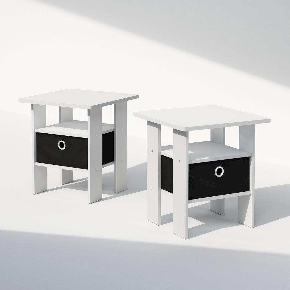 Andrey End Table, Side Table with Bin Drawer, Grey Oak/Black
