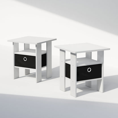 Andrey End Table, Side Table with Bin Drawer, Grey Oak/Black