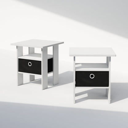 Andrey End Table, Side Table with Bin Drawer, Grey Oak/Black